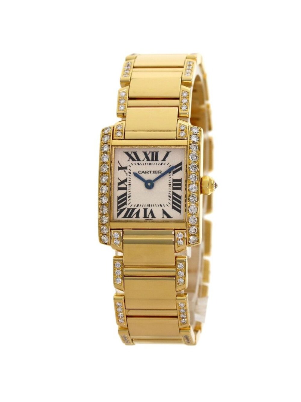 Cartier Tank Francaise SM Bracelet Third-Party Diamond Watch 18k Yellow Gold